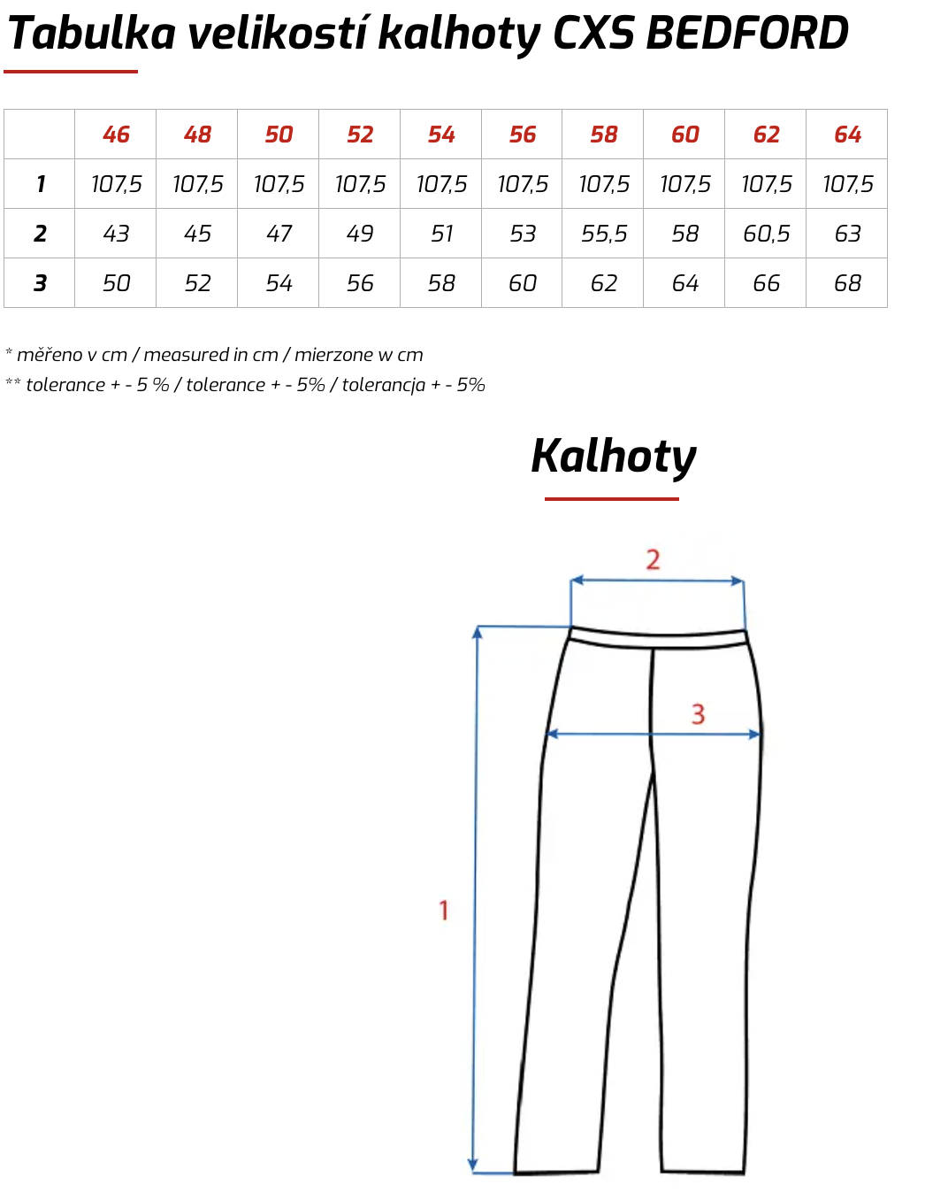 bedford kalhoty